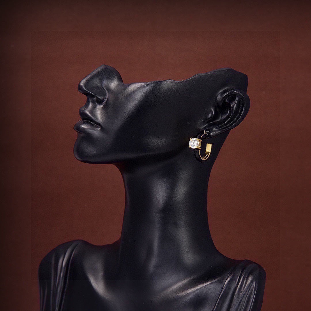 Signature Emblem Statement Earrings in Gold-Tone – Design 026 front product view