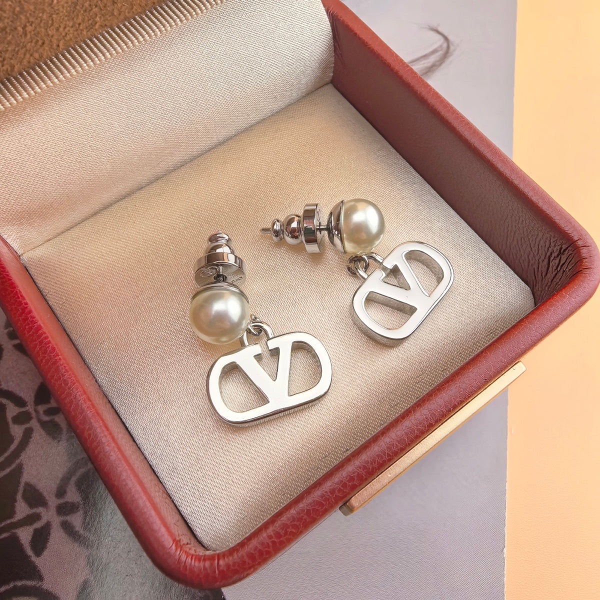Signature Emblem Stud Earrings in Gold-Tone – Design 18 main product view