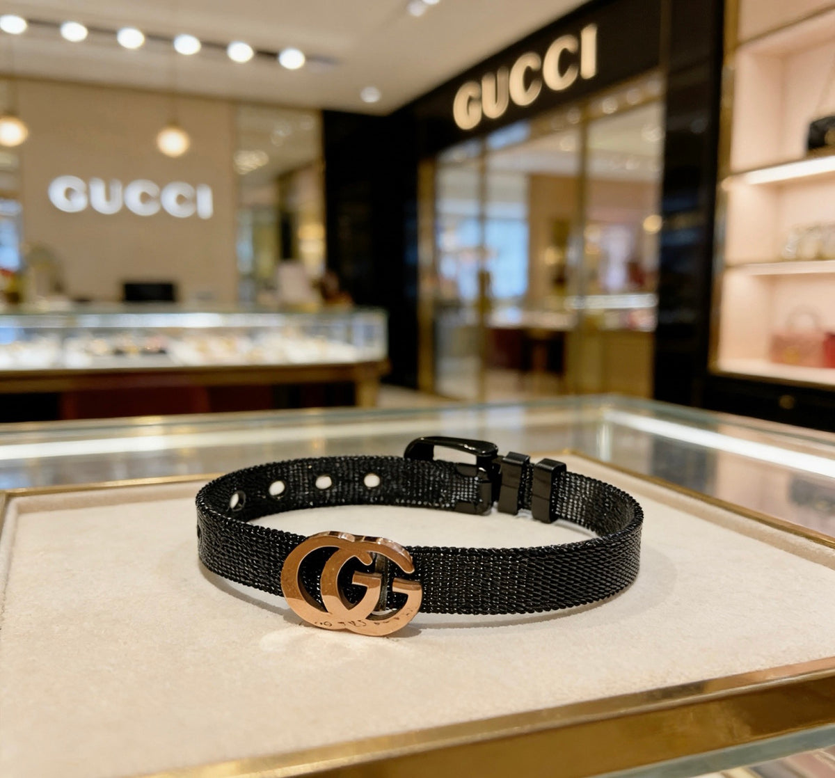 Geometric Emblem Bracelet in Polished Metal-Tone – Design 026 main product view