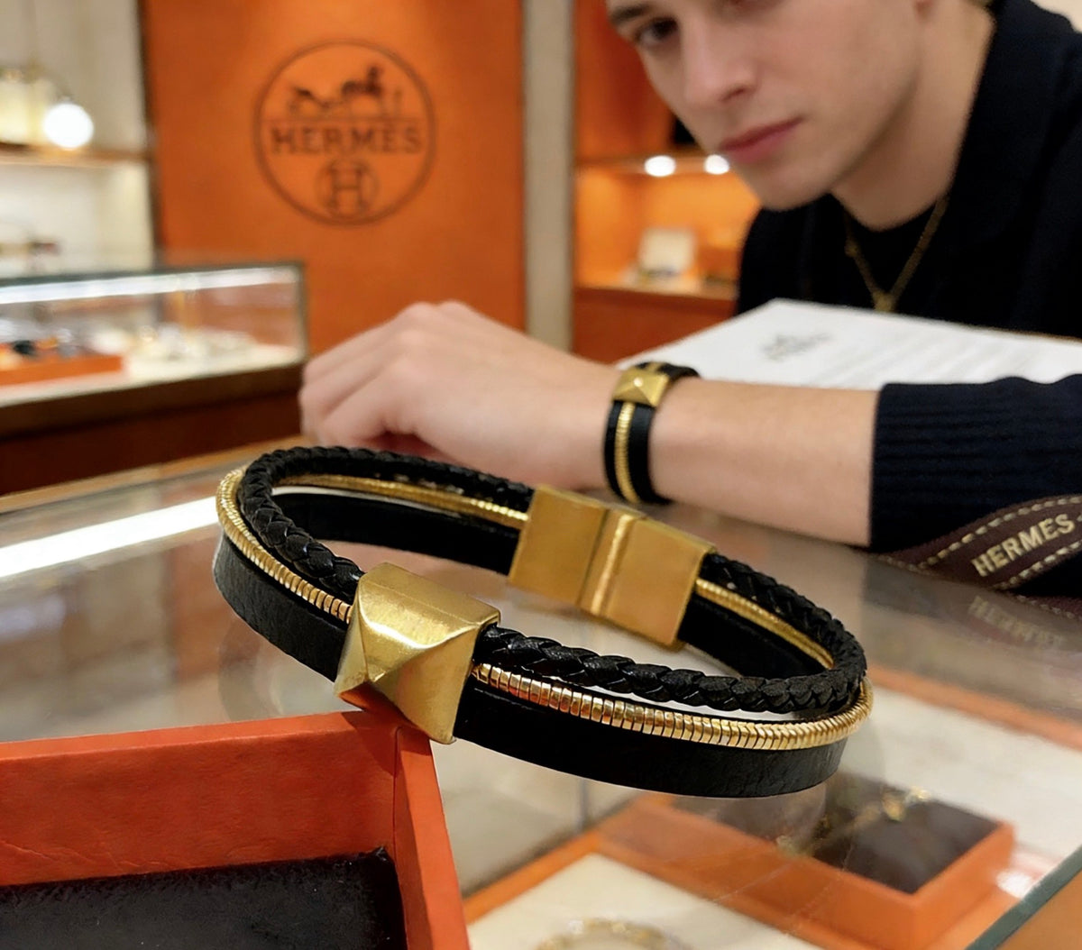 Horse Bangle in Gold-Tone – Design 013 side detail