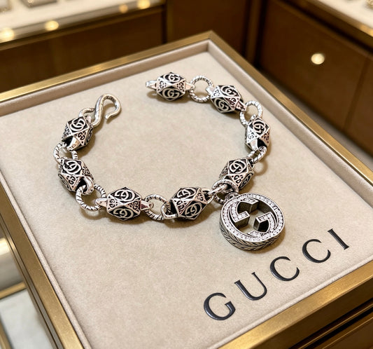 Geometric Emblem Bracelet in Polished Metal-Tone – Design 024 main product view