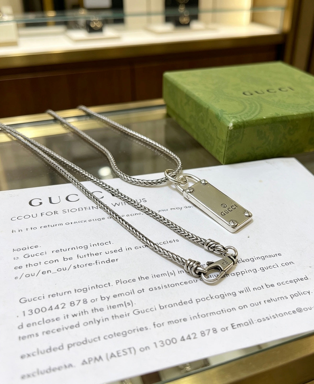 Double-G Emblem Pendant Necklace in Polished Metal-Tone – Design 061 main product view