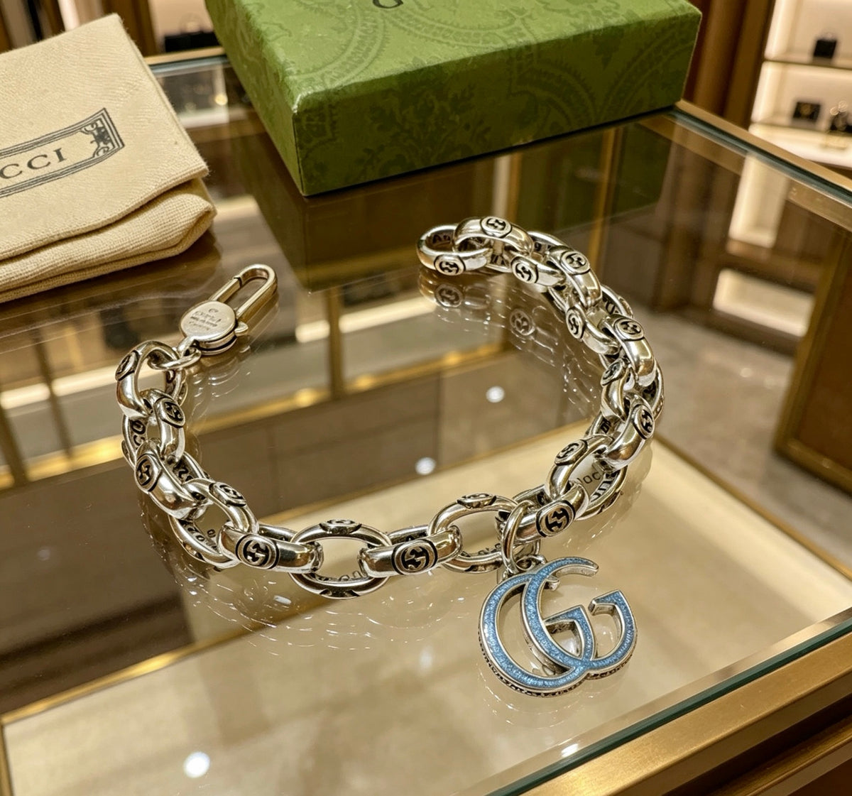 Geometric Emblem Bracelet in Polished Metal-Tone – Design 023 main product view