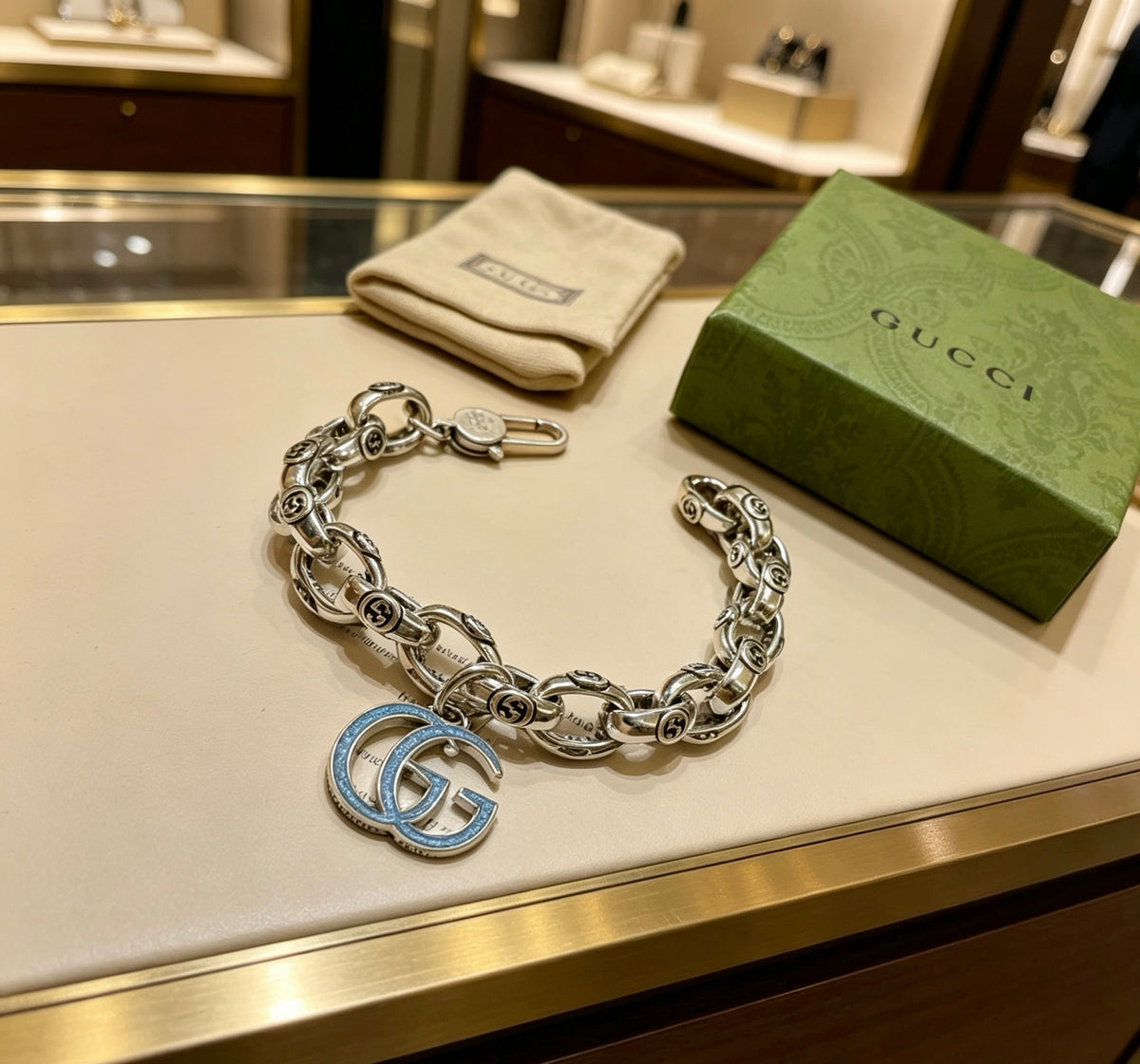 Geometric Emblem Bracelet in Polished Metal-Tone – Design 023 main product view