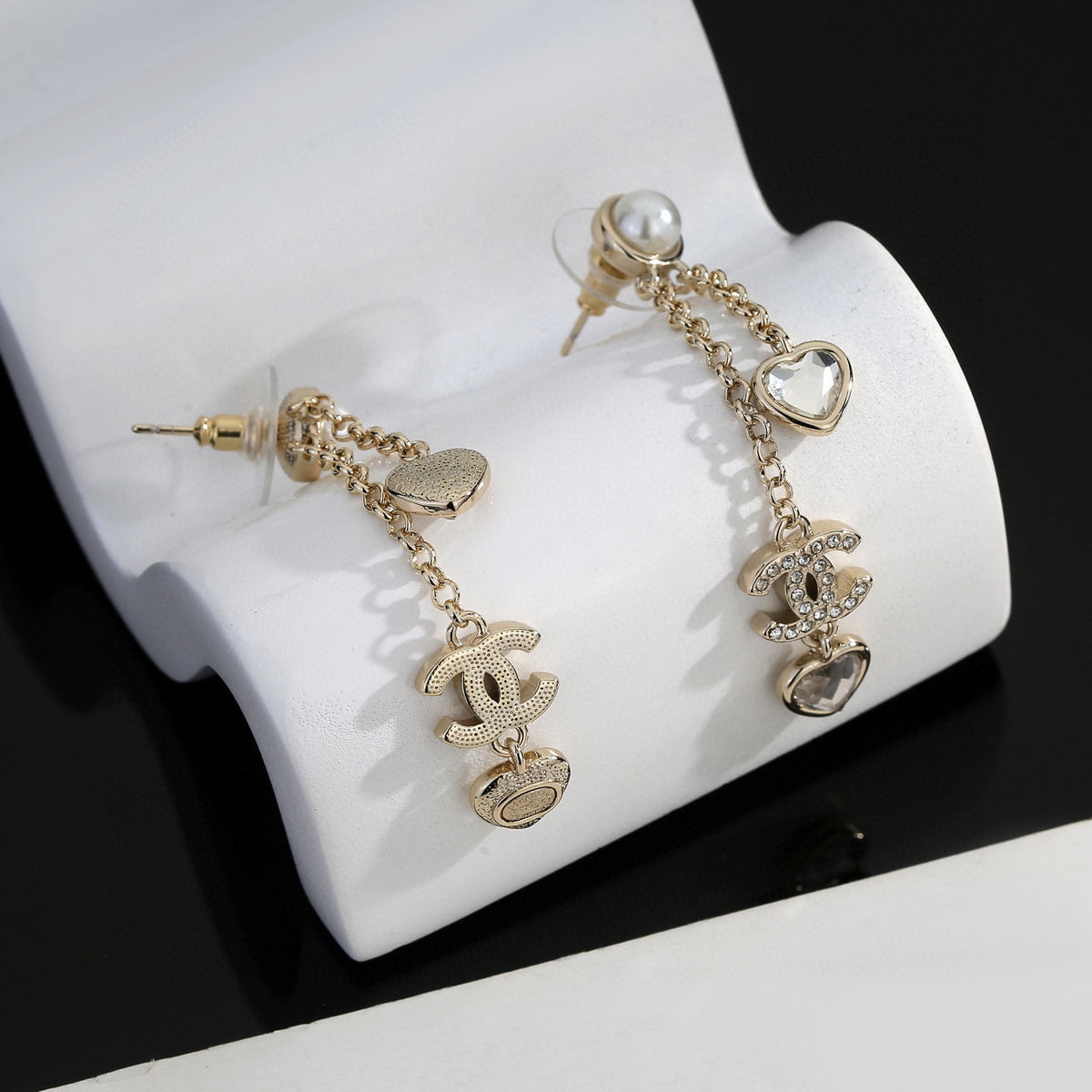 Signature Emblem Stud Earrings in Gold-Tone – Design 022 main product view