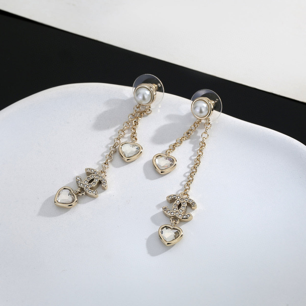 Signature Emblem Stud Earrings in Gold-Tone – Design 022 close-up detail