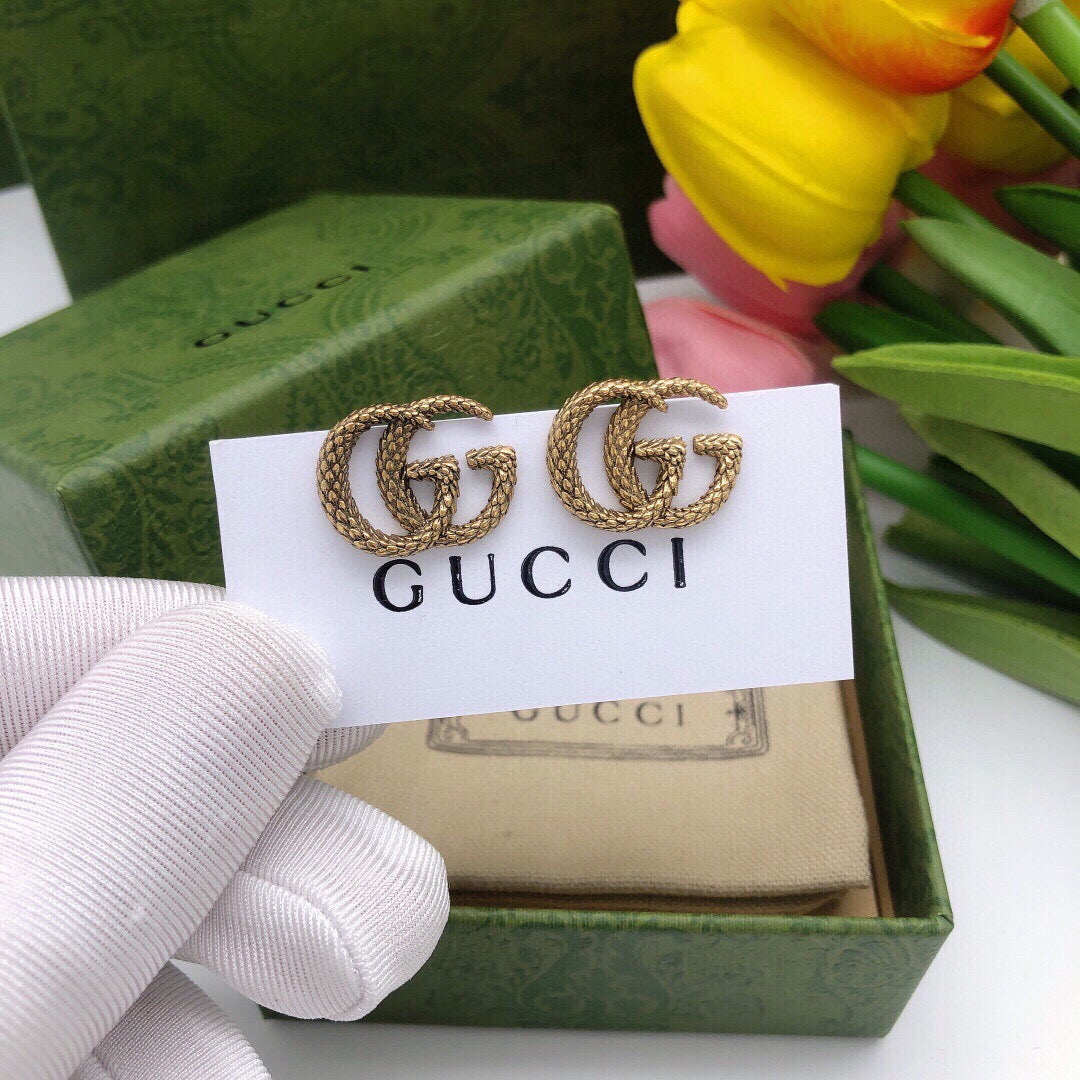 Serpentine Stud Earrings in Silver-Tone front product view