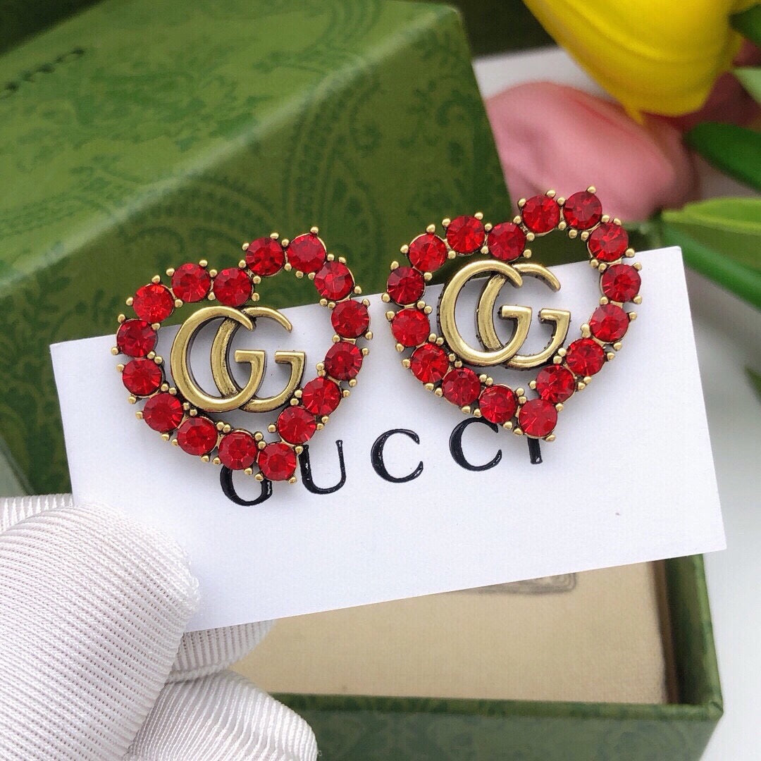 Double-G Emblem Stud Earrings in Polished Metal-Tone – Design 015 main product view