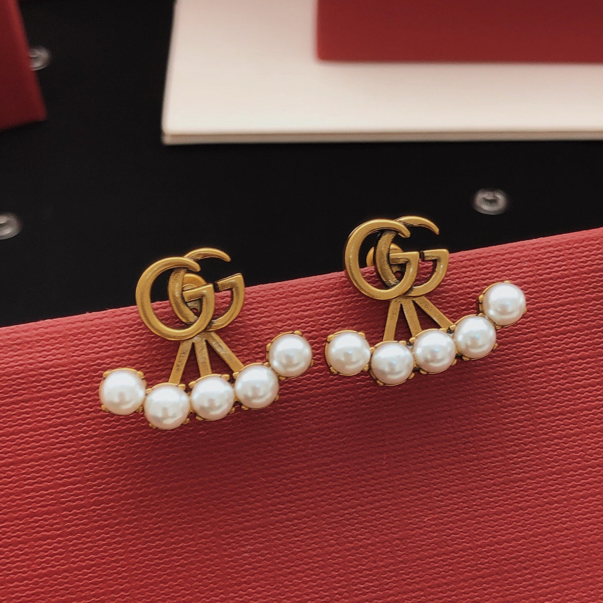 Geometric Emblem Stud Earrings in Gold-Tone – Design 002 main product view