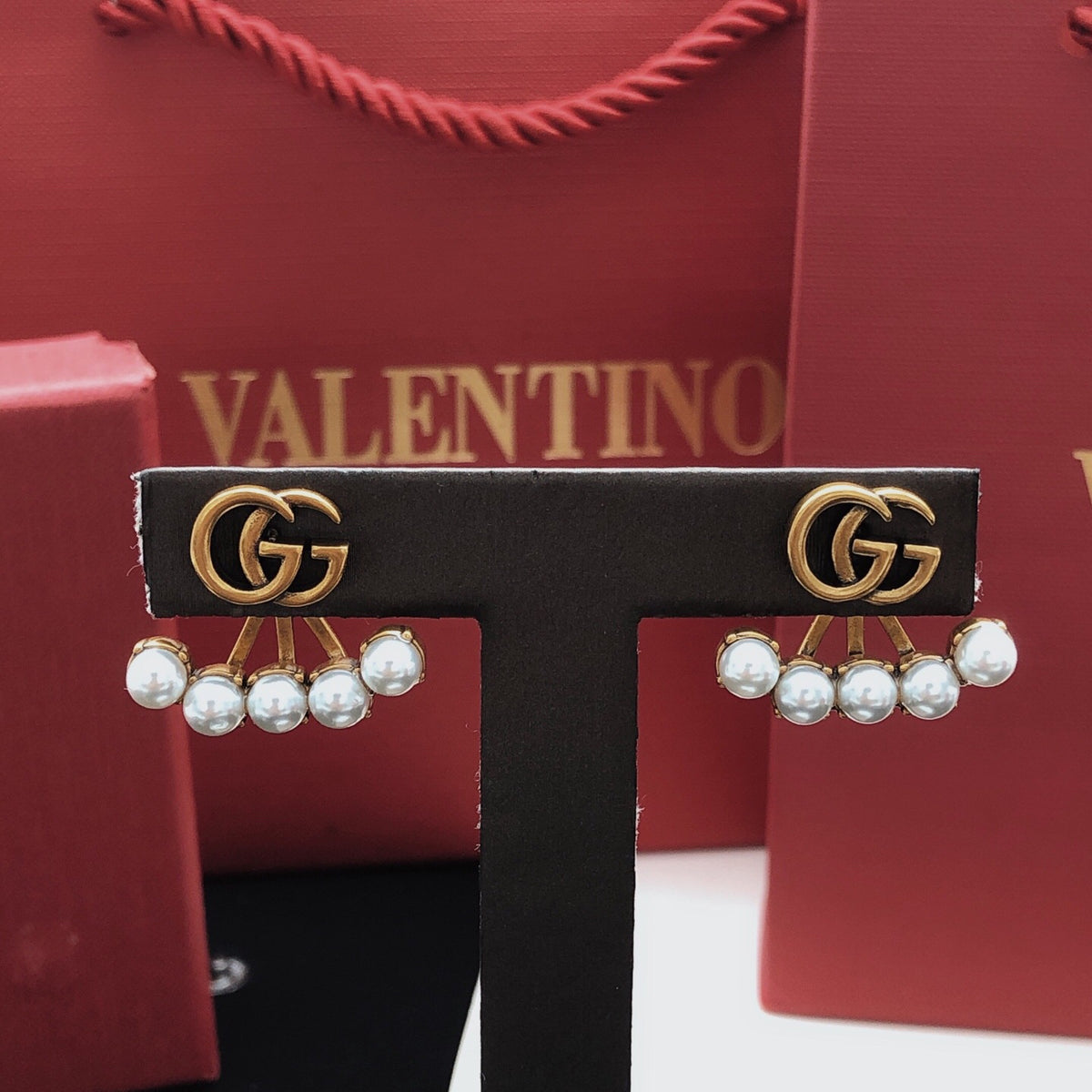 Geometric Emblem Stud Earrings in Gold-Tone – Design 002 close-up detail