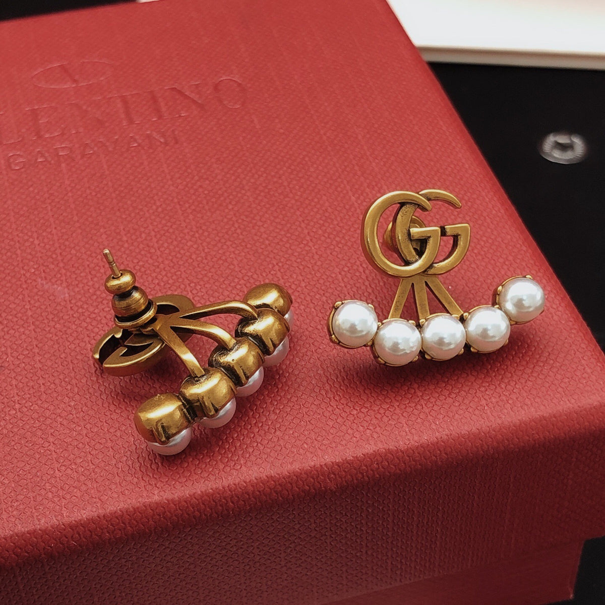 Geometric Emblem Stud Earrings in Gold-Tone – Design 002 main product view