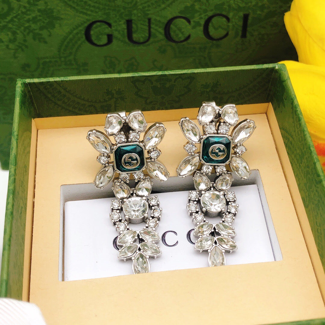 Geometric Emblem Stud Earrings in Polished Metal-Tone – Vintage Detail – Design 002 detail view