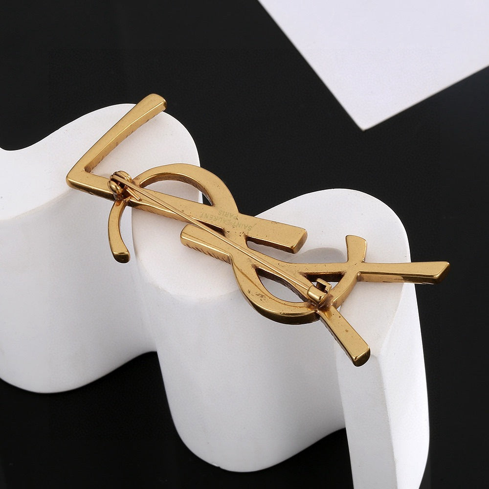 Geometric Emblem Brooch in Polished Metal-Tone – Design 007 main product view