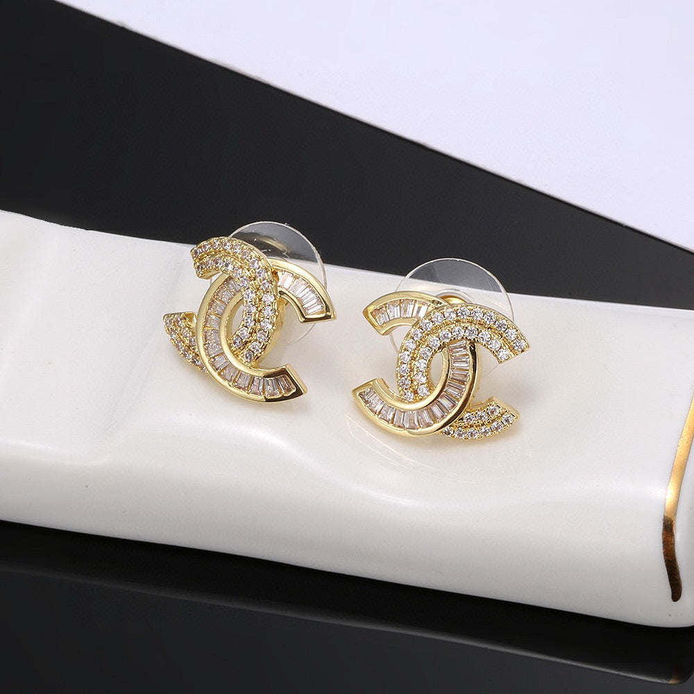 Letter Stud Earrings in Silver-Tone – Design 002 detail view