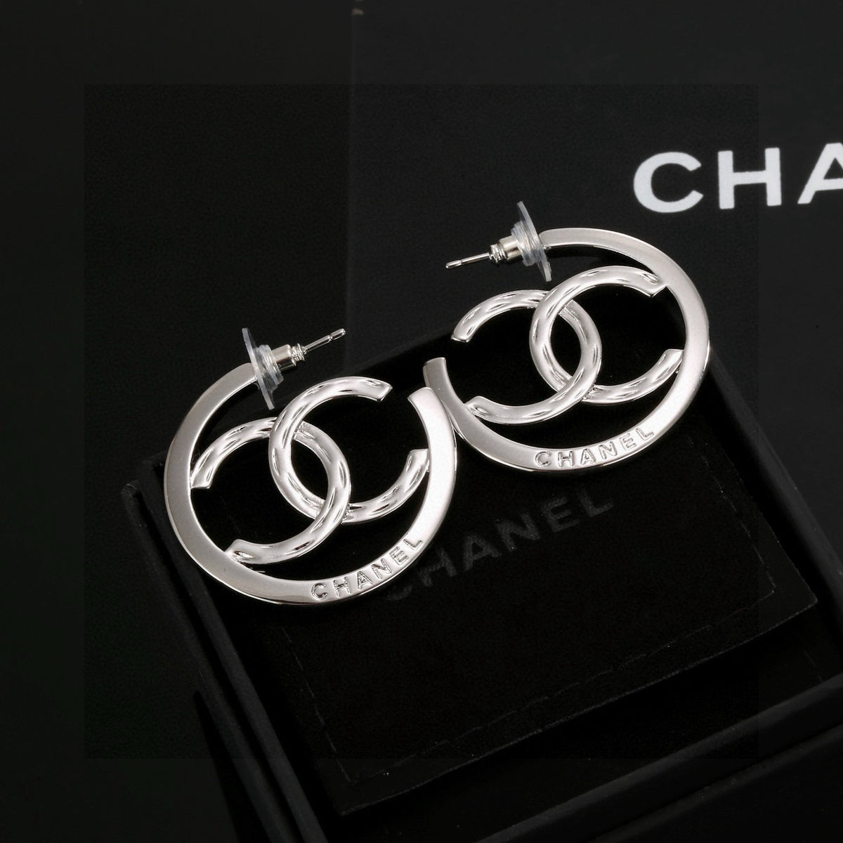Letter Stud Earrings in Silver-Tone – Design 001 main product view
