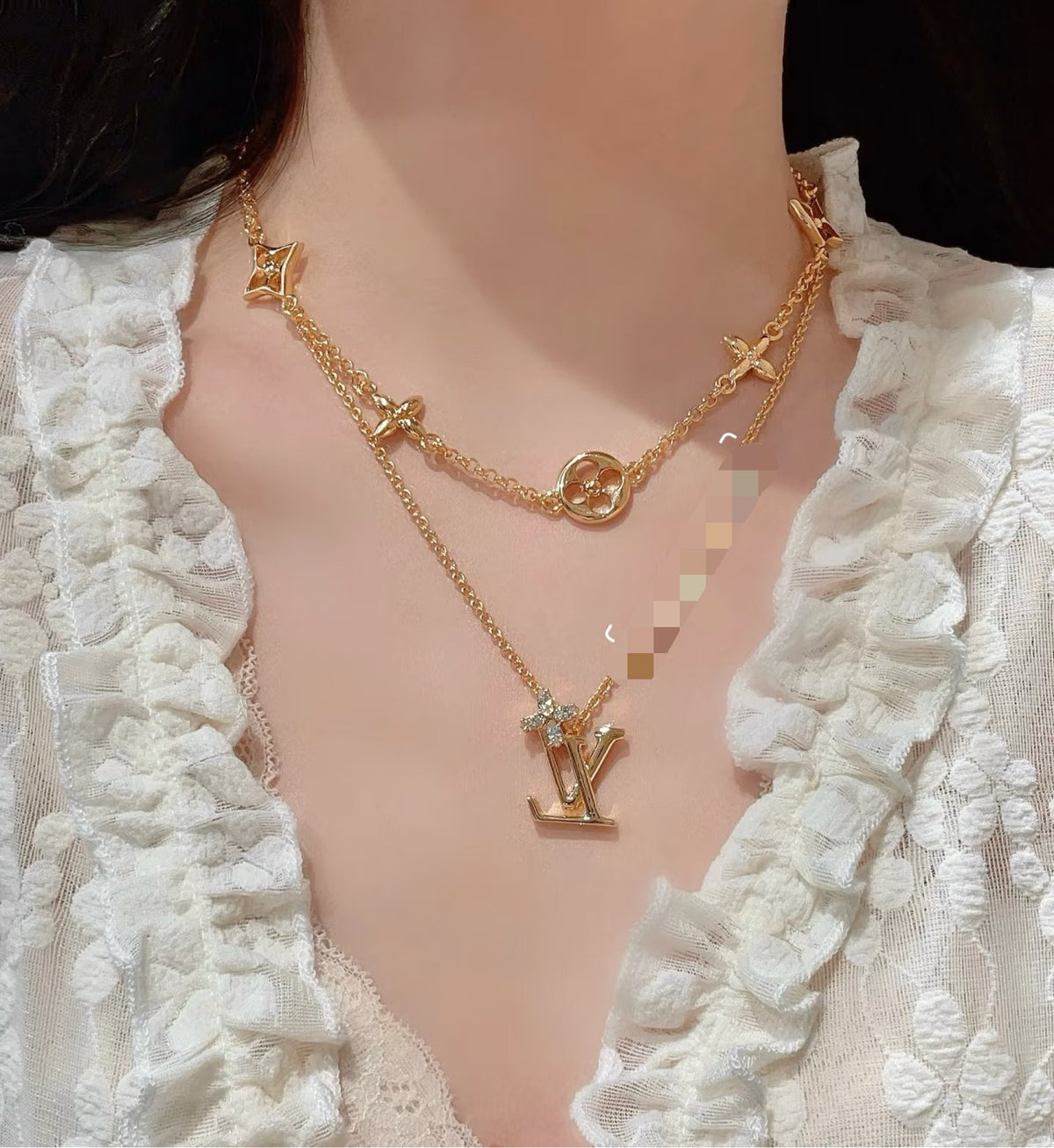 Letter Emblem Pendant Necklace in Polished Metal-Tone – Design 013 front product view