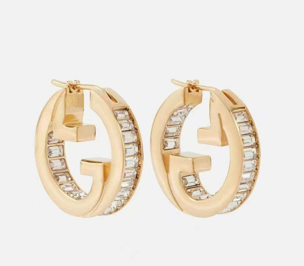 Geometric Emblem Stud Earrings in Polished Metal-Tone – Design 027 main product view
