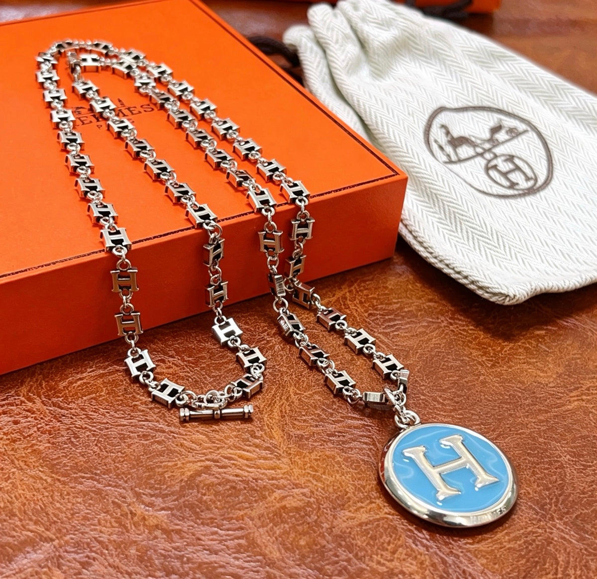 Horse Pendant Necklace in Polished Metal-Tone – Design 032 front product view
