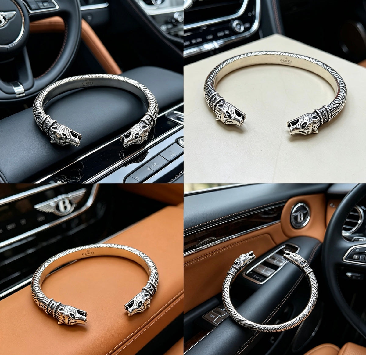 Double-G Emblem Bangle in Polished Metal-Tone – Design 030 front product view