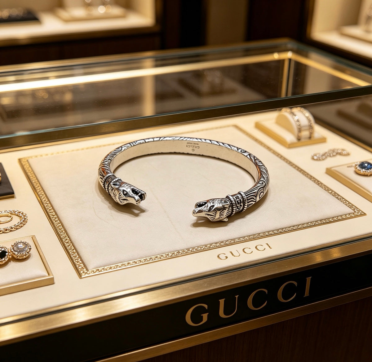 Double-G Emblem Bangle in Polished Metal-Tone – Design 015 front product view
