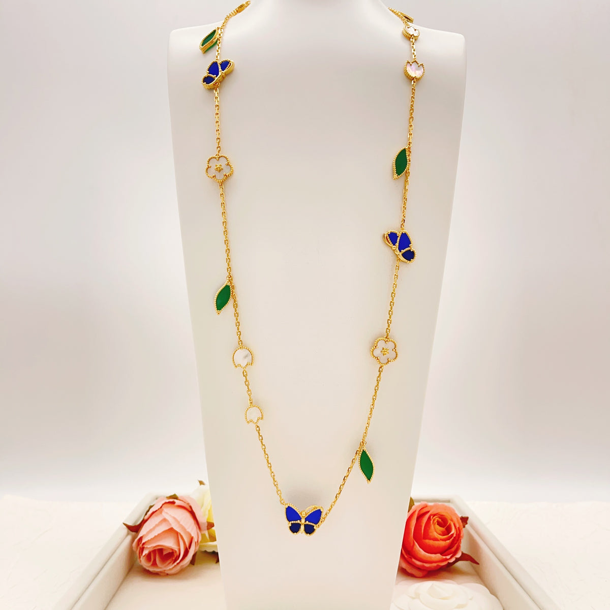 Butterfly Pendant Necklace in Polished Metal-Tone – Design 03 main product view