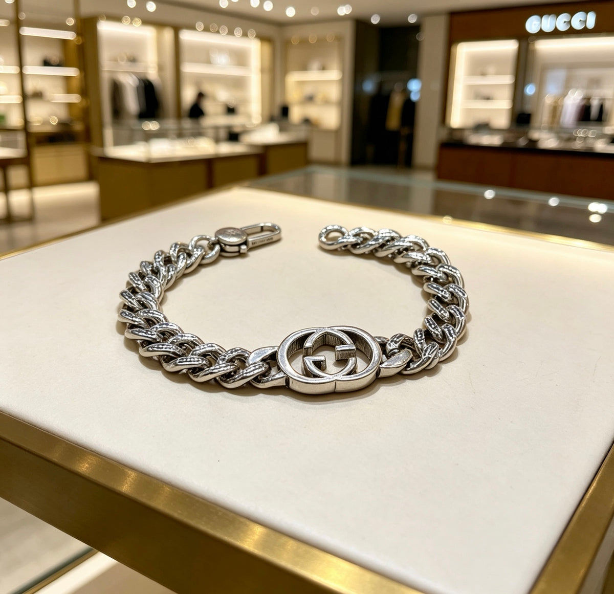 Geometric Emblem Bracelet in Polished Metal-Tone – Design 096 main product view