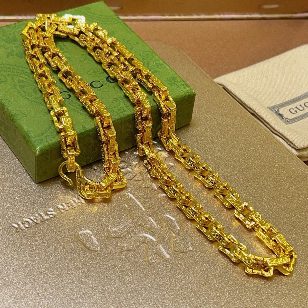 Double-G Emblem Pendant Necklace in Gold-Tone – Design 018 main product view