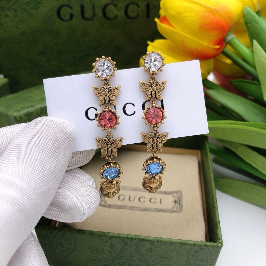 Floral Stud Earrings in Silver-Tone – Design 002 front product view