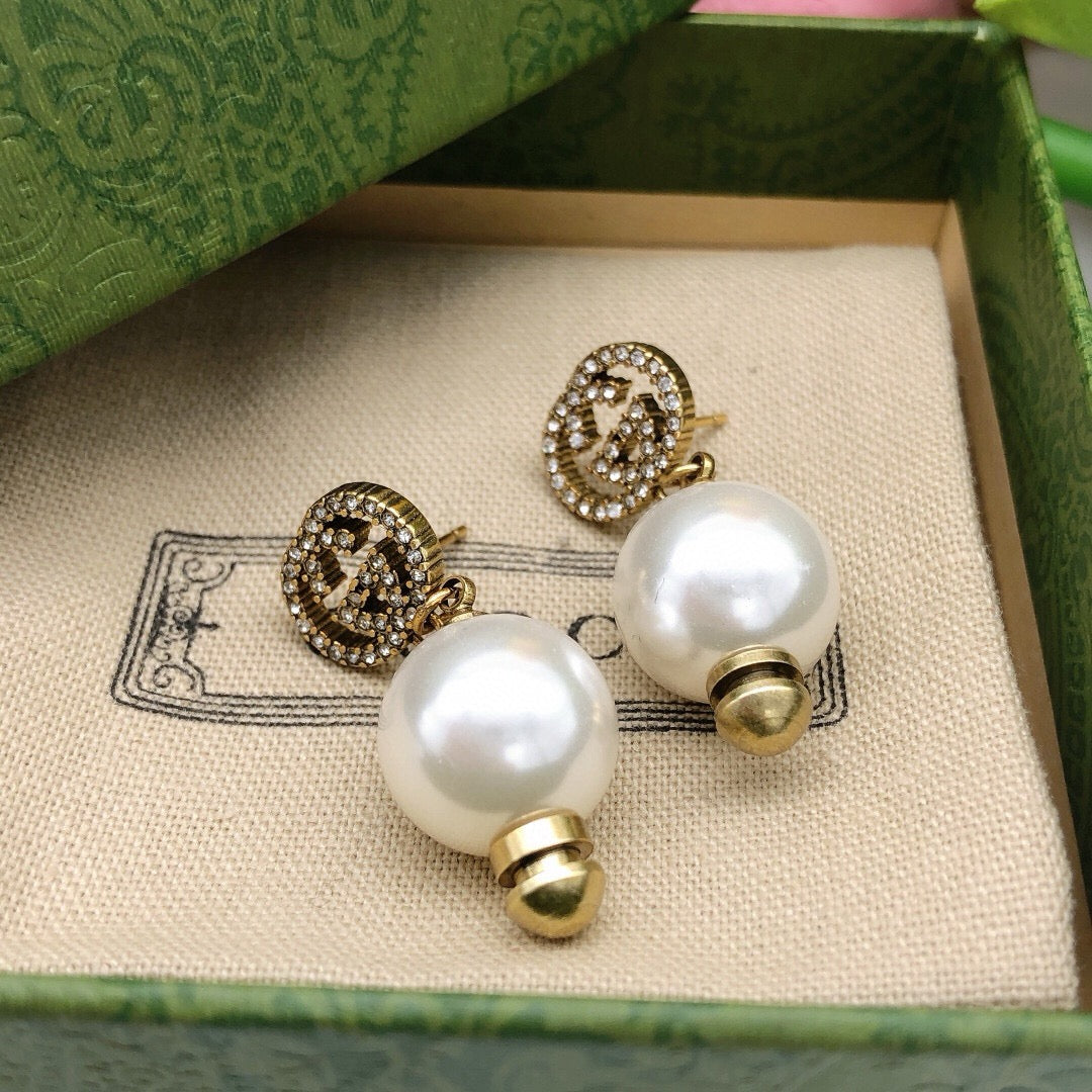 Geometric Emblem Stud Earrings in Polished Metal-Tone – Design 025 detail view