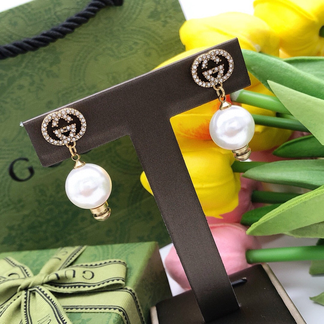 Geometric Emblem Stud Earrings in Polished Metal-Tone – Design 025 main product view