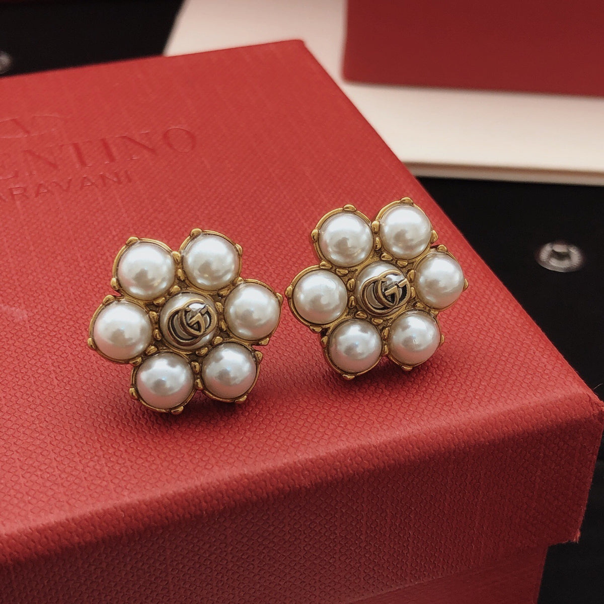 Floral Stud Earrings in Gold-Tone – Design 001 side detail