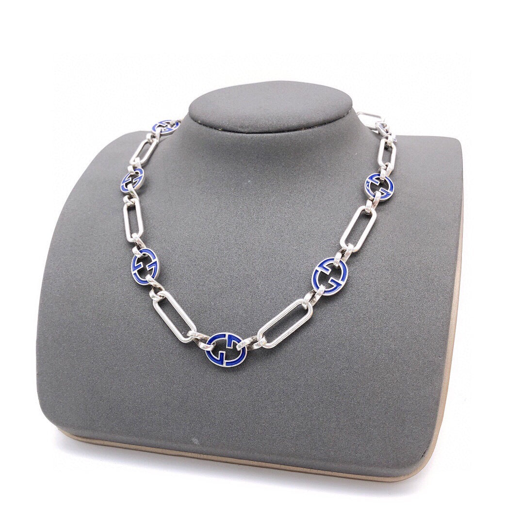 Geometric Emblem Pendant Necklace in Polished Metal-Tone – Design 006 styled product view