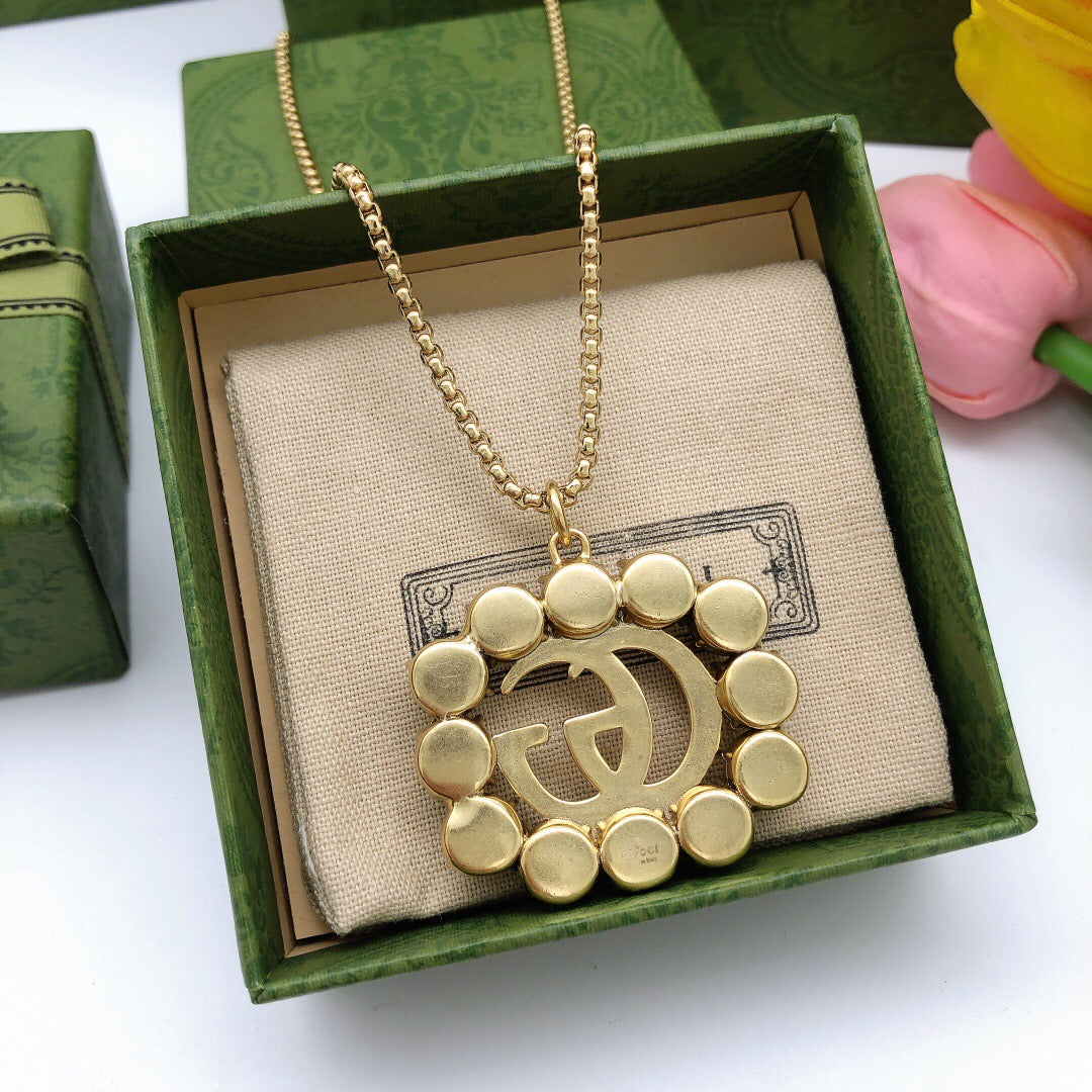 Square Pendant Necklace in Polished Metal-Tone styled product view