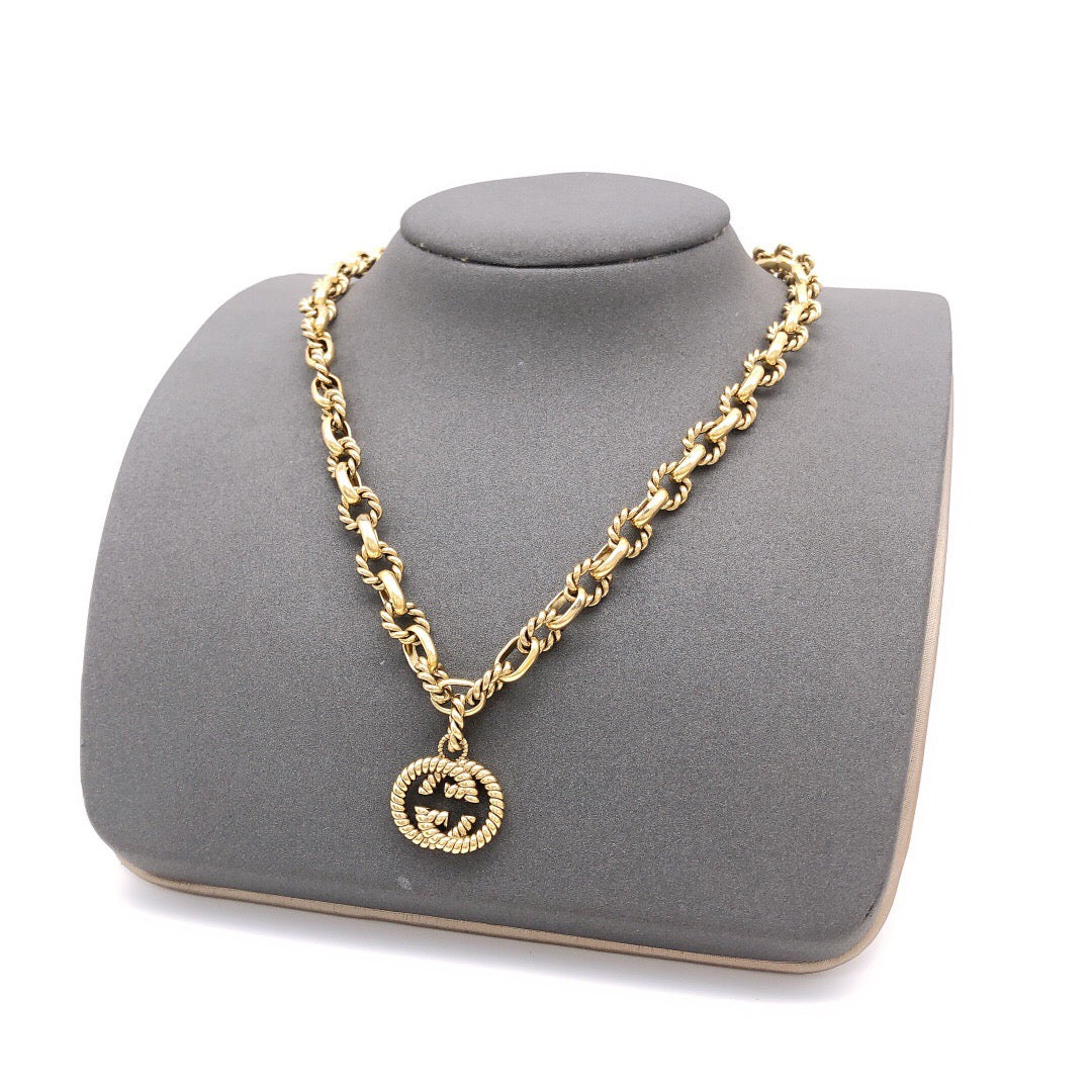 Floral Pendant Necklace in Polished Metal-Tone – Design 005 main product view