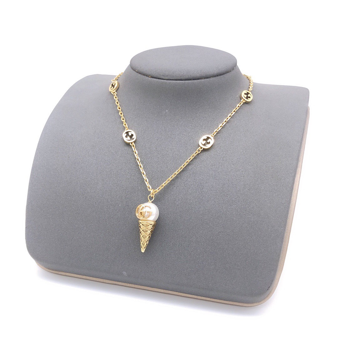 Geometric Emblem Pendant Necklace in Polished Metal-Tone – Design 005 main product view