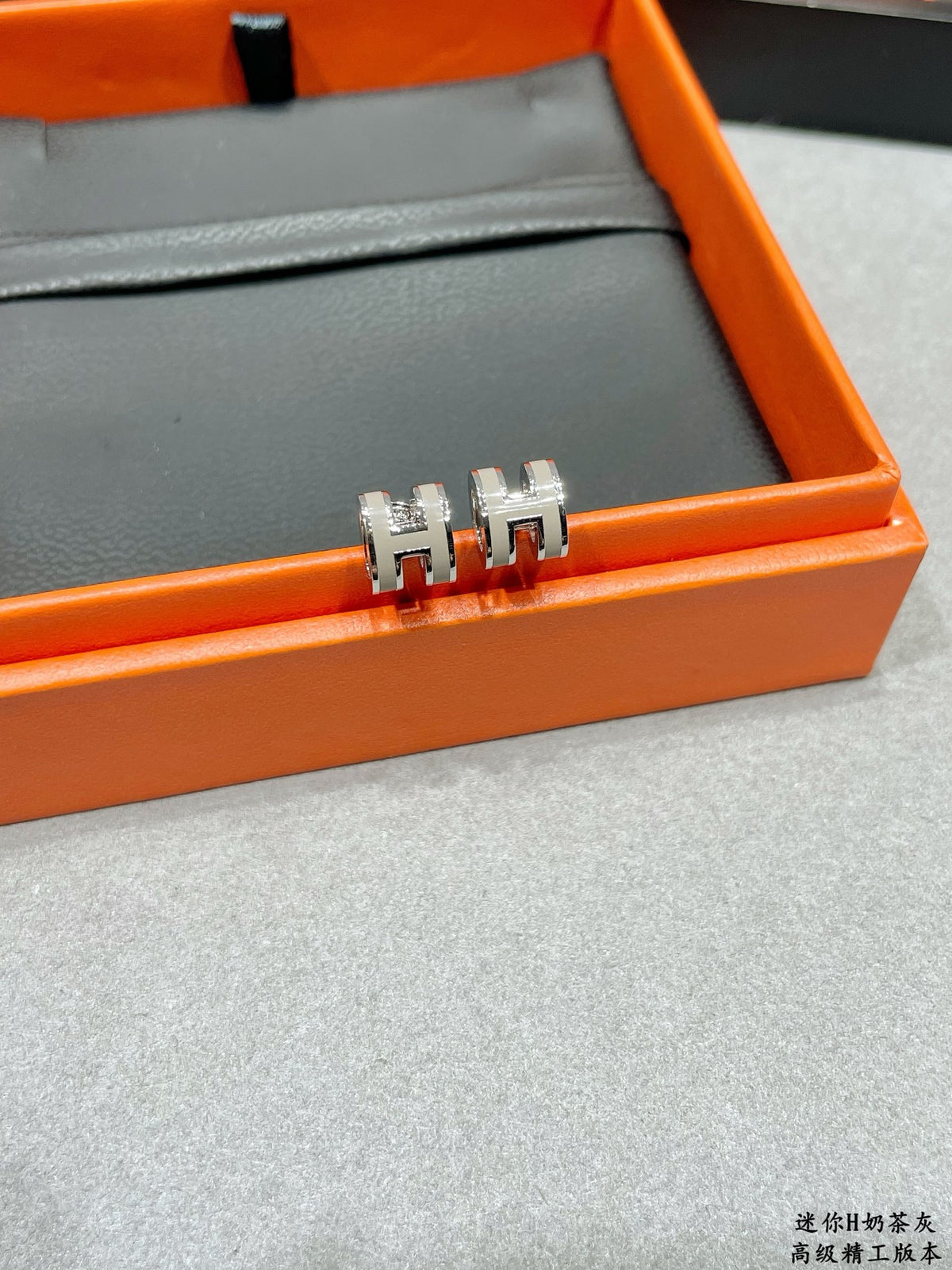 Horse Stud Earrings in Polished Metal-Tone detail view