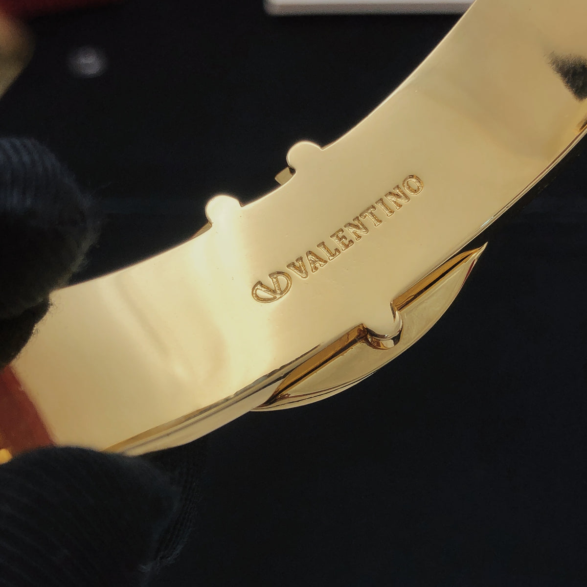 Signature Emblem Cuff Bracelet in Gold-Tone – Design 01 styled detail