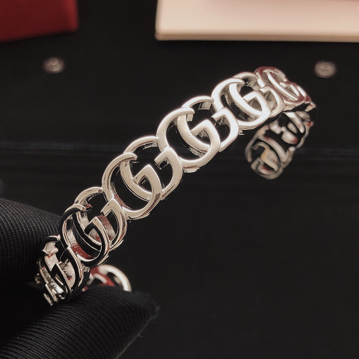 Geometric Emblem Bangle in Gold-Tone – Design 001 front product view