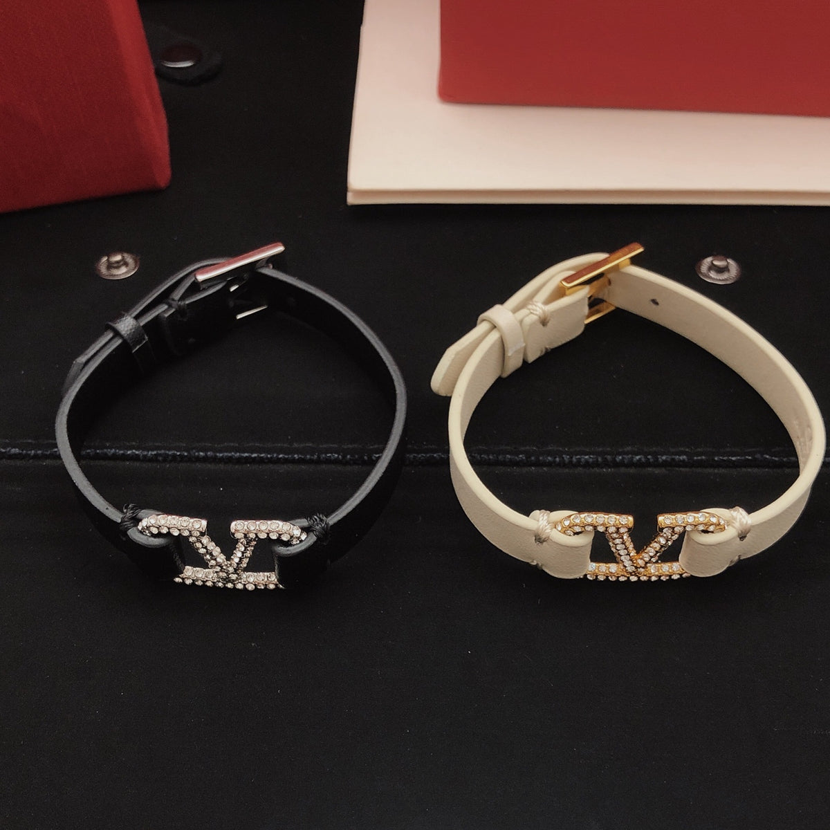 Signature Emblem Bracelet in Gold-Tone – Black front view