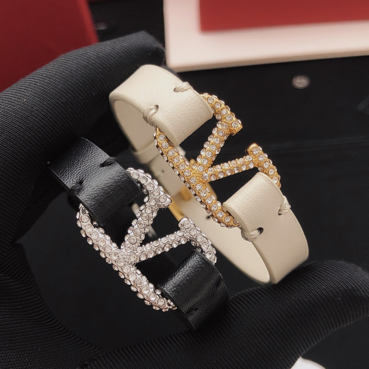 Signature Emblem Bracelet in Gold-Tone – White styled detail