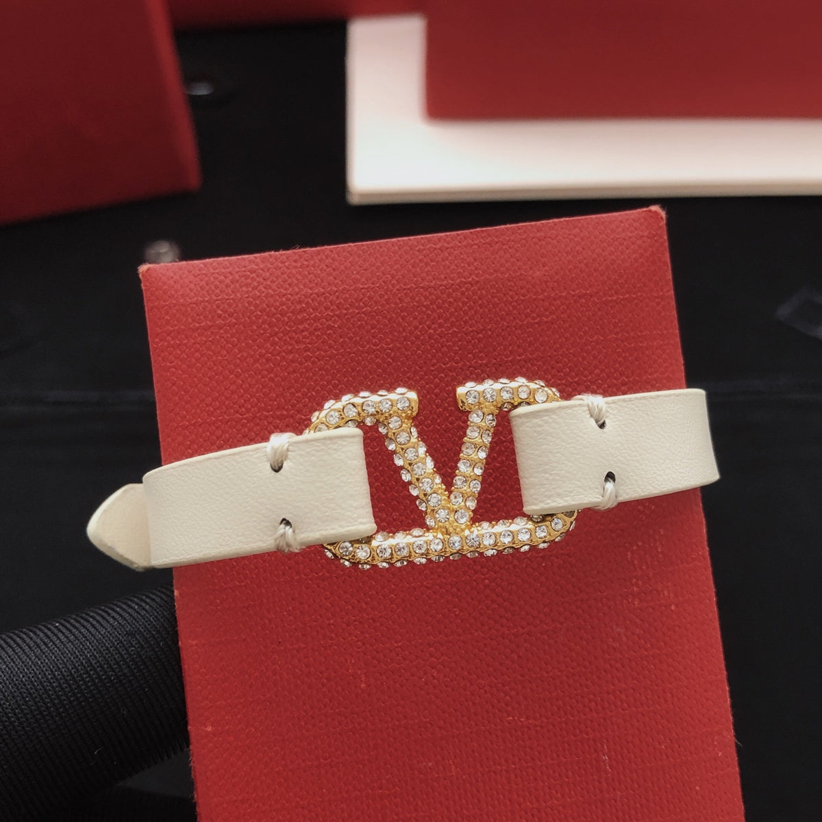 Signature Emblem Bracelet in Gold-Tone – White – Design 02 main product view