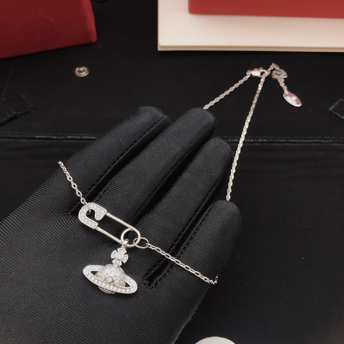 Orb Pendant Necklace in Polished Metal-Tone – Design 036 main product view