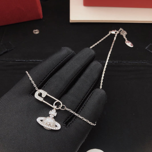 Orb Pendant Necklace in Polished Metal-Tone – Design 056 main product view