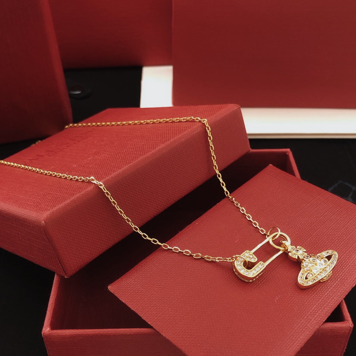 Orb Pendant Necklace in Polished Metal-Tone – Design 035 side detail