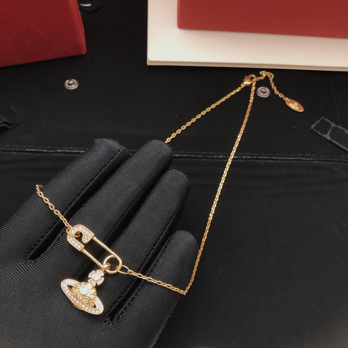 Orb Pendant Necklace in Polished Metal-Tone – Design 055 main product view