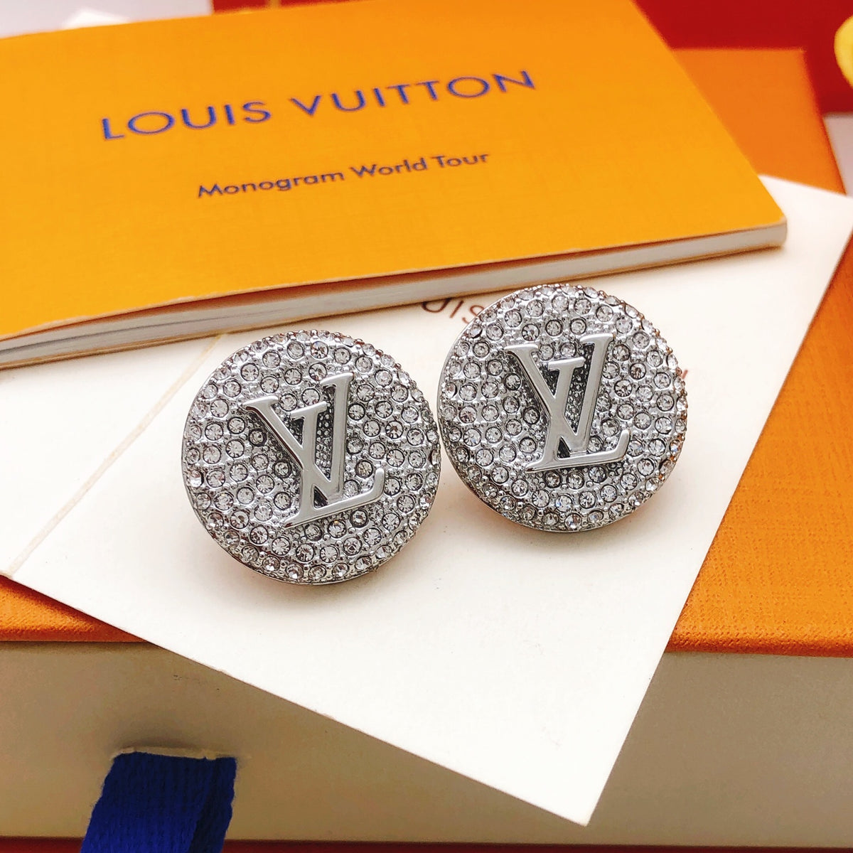 Round Stud Earrings in Silver-Tone – Silver Detail – Design 006 main product view