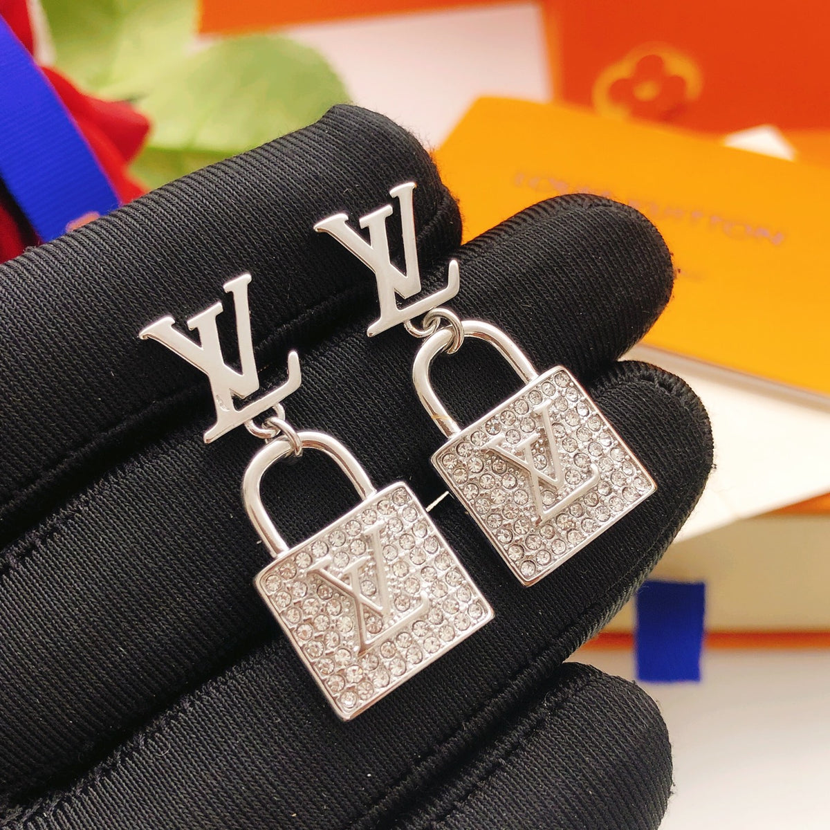 Lock Stud Earrings in Gold-Tone – Design 004 main product view