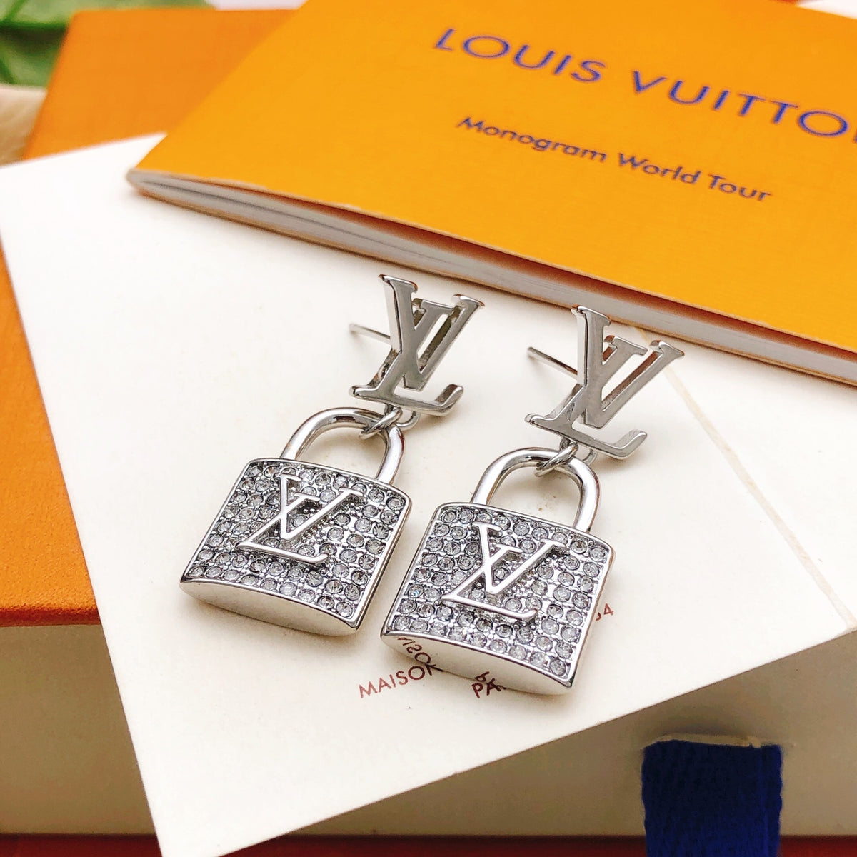 Lock Stud Earrings in Gold-Tone – Design 004 detail view