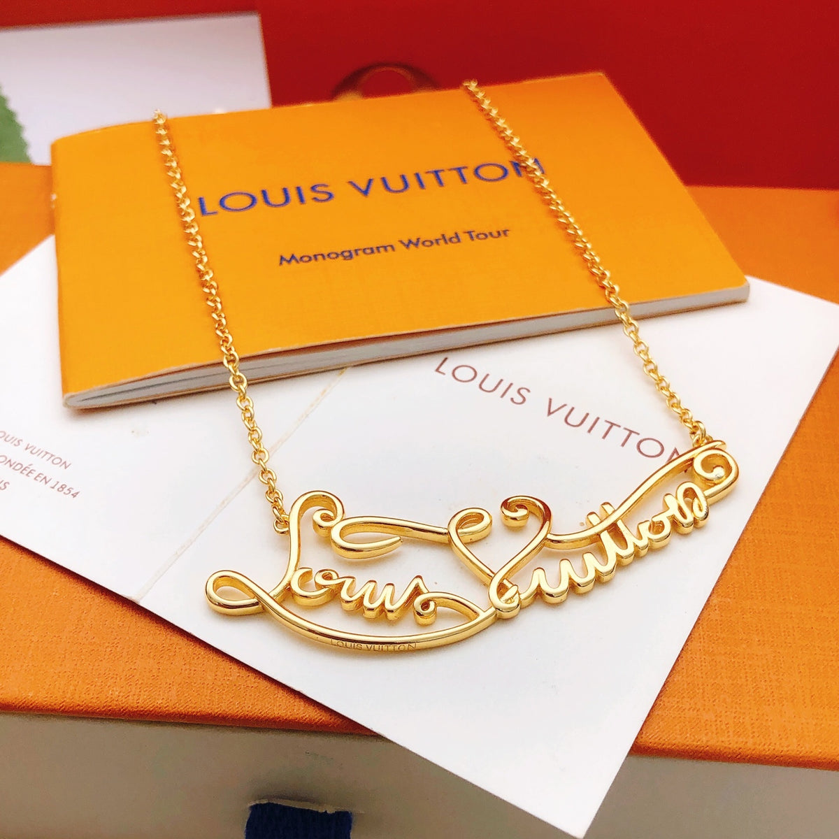 Letter Emblem Pendant Necklace in Gold-Tone – Design 002 main product view