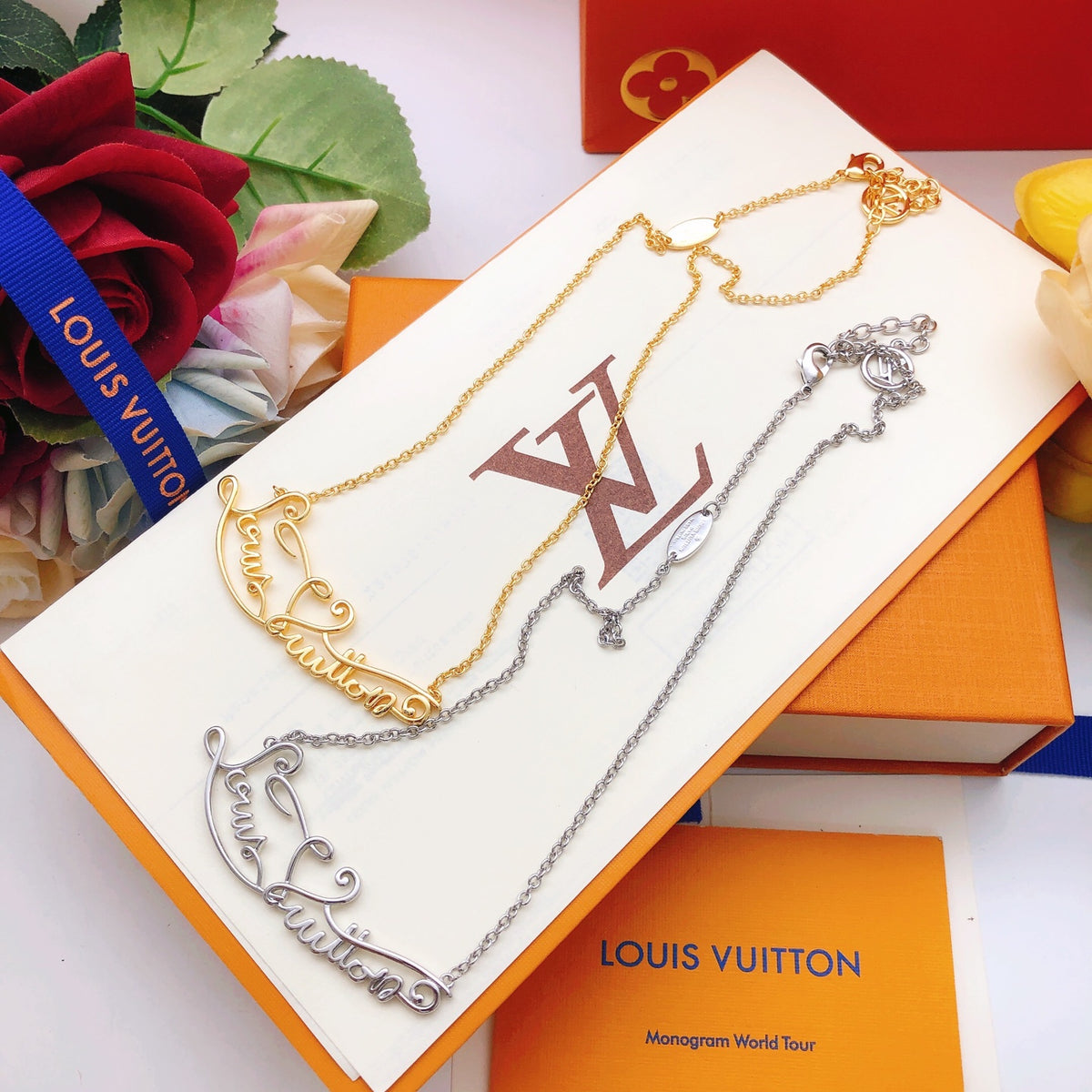Letter Emblem Pendant Necklace in Gold-Tone – Design 002 close-up detail